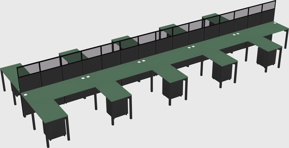 Shared l-shape cubicle