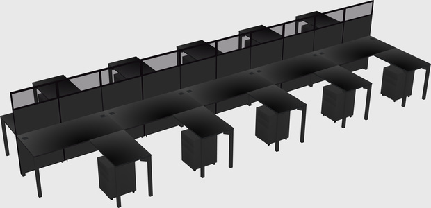 Shared l-shape cubicle