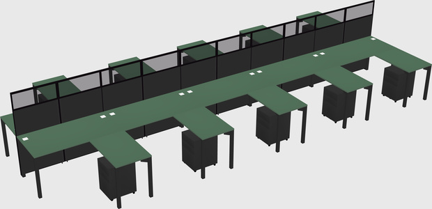 Shared l-shape cubicle