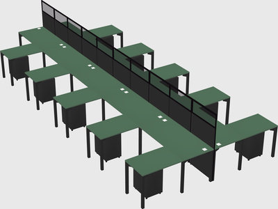 Shared l-shape cubicle