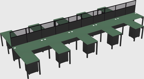 Shared l-shape cubicle