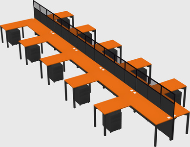 Shared l-shape cubicle