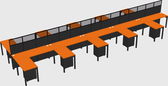 Shared l-shape cubicle