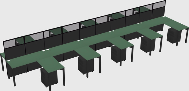 Shared l-shape cubicle
