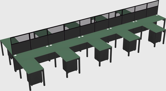 Shared l-shape cubicle