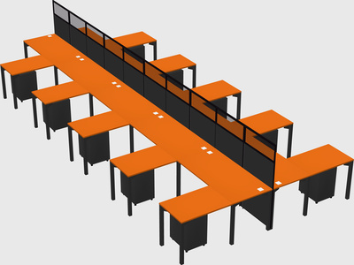 Shared l-shape cubicle
