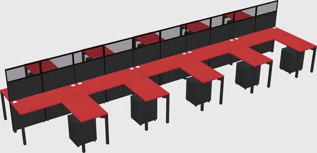 Shared l-shape cubicle