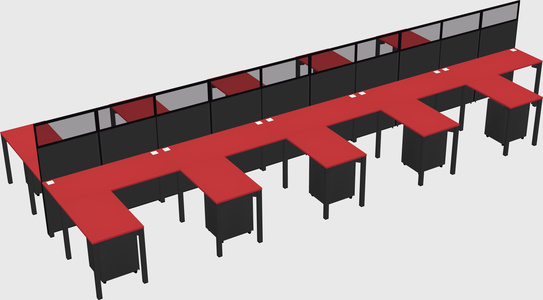 Shared l-shape cubicle