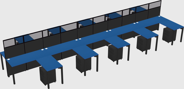 Shared l-shape cubicle