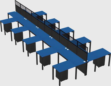 Shared l-shape cubicle