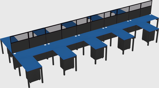 Shared l-shape cubicle