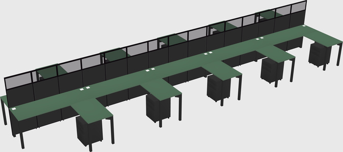 Shared l-shape cubicle