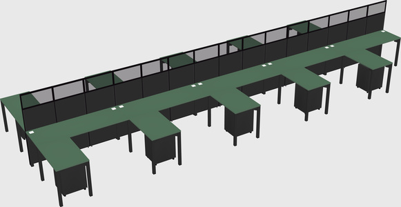 Shared l-shape cubicle