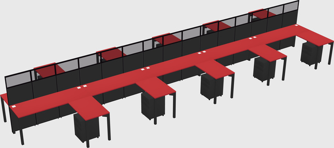 Shared l-shape cubicle