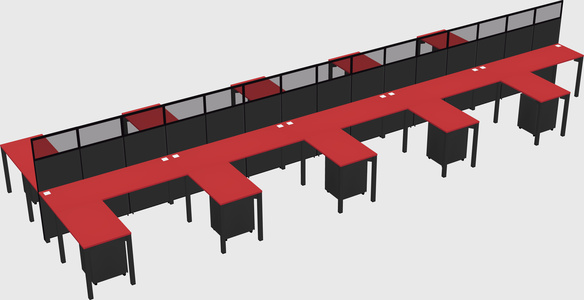 Shared l-shape cubicle