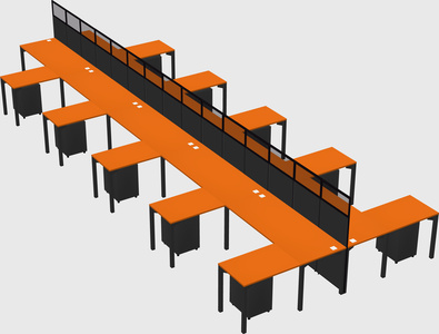 Shared l-shape cubicle
