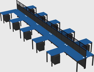 Shared l-shape cubicle