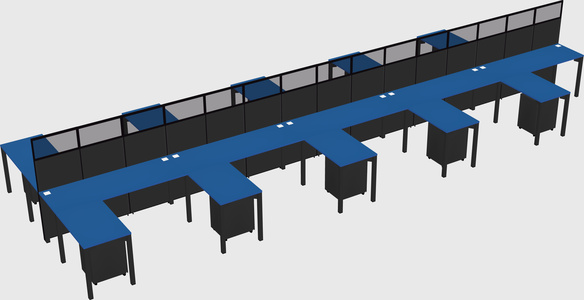 Shared l-shape cubicle