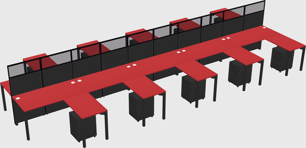 Shared l-shape cubicle