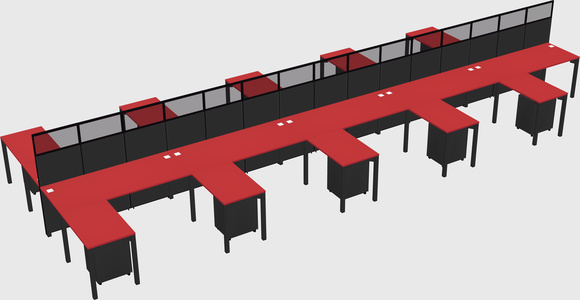 Shared l-shape cubicle