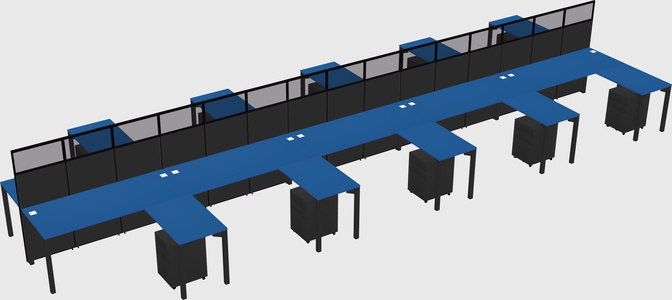 Shared l-shape cubicle