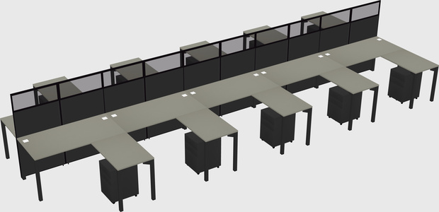 Shared l-shape cubicle