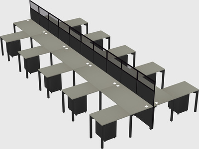 Shared l-shape cubicle