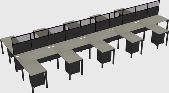 Shared l-shape cubicle