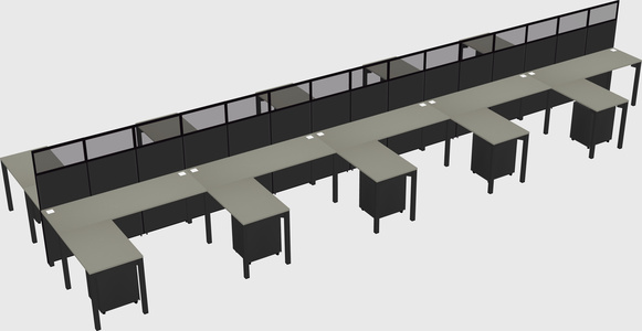 Shared l-shape cubicle