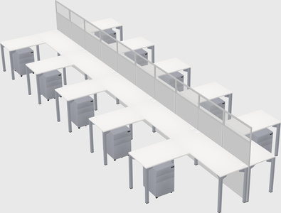 Shared l-shape cubicle