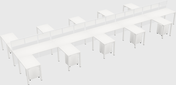 Shared l-shape cubicle