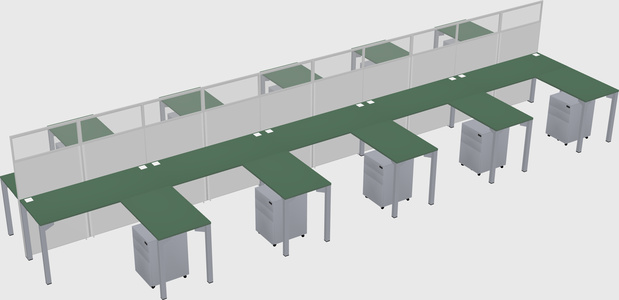 Shared l-shape cubicle