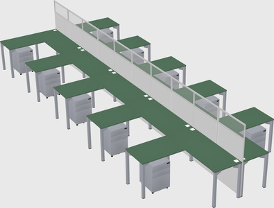 Shared l-shape cubicle