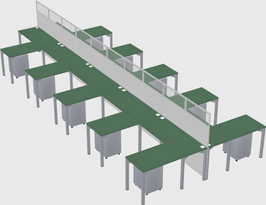 Shared l-shape cubicle