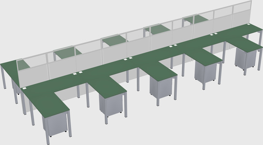 Shared l-shape cubicle