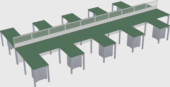 Shared l-shape cubicle