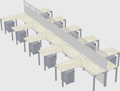 Shared l-shape cubicle