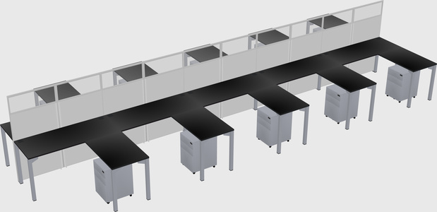 Shared l-shape cubicle