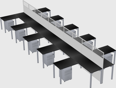 Shared l-shape cubicle