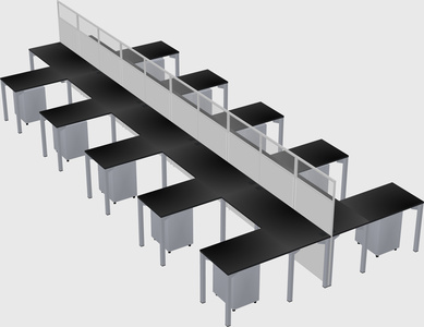 Shared l-shape cubicle