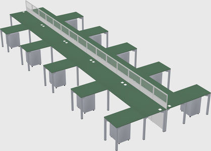 Shared l-shape cubicle