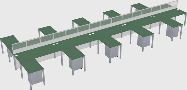 Shared l-shape cubicle