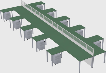 Shared l-shape cubicle
