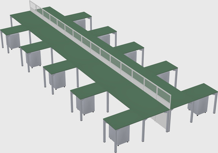 Shared l-shape cubicle