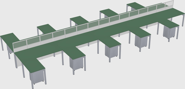 Shared l-shape cubicle