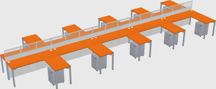 Shared l-shape cubicle
