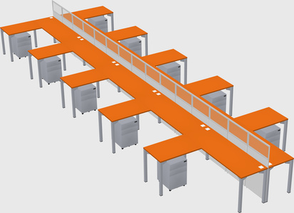 Shared l-shape cubicle