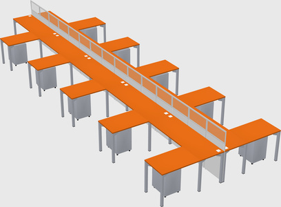 Shared l-shape cubicle