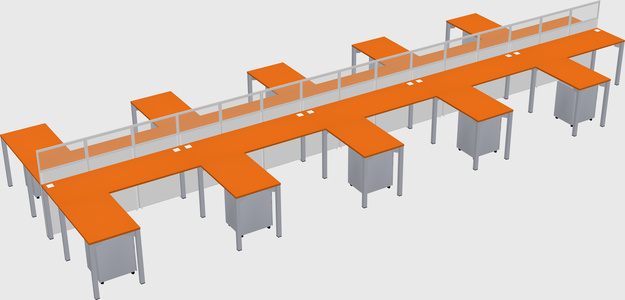 Shared l-shape cubicle