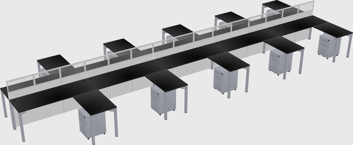 Shared l-shape cubicle
